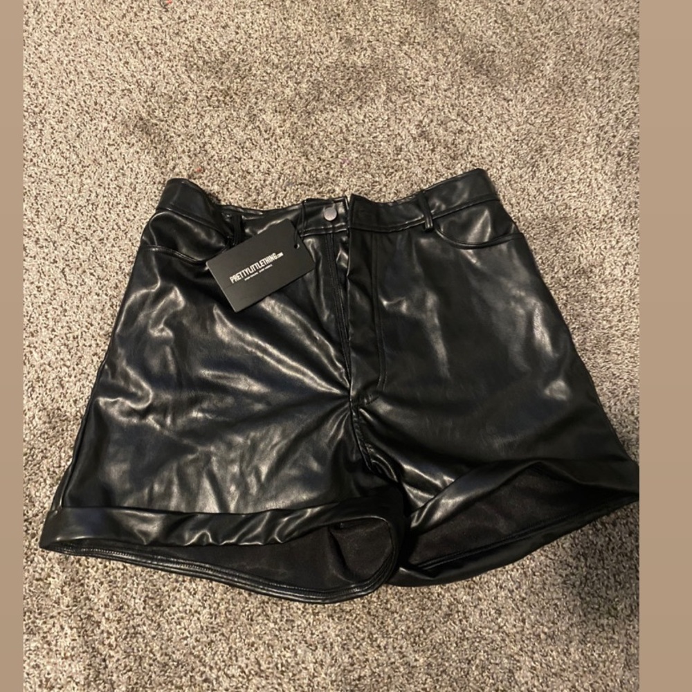 Faux Leather Black Shorts